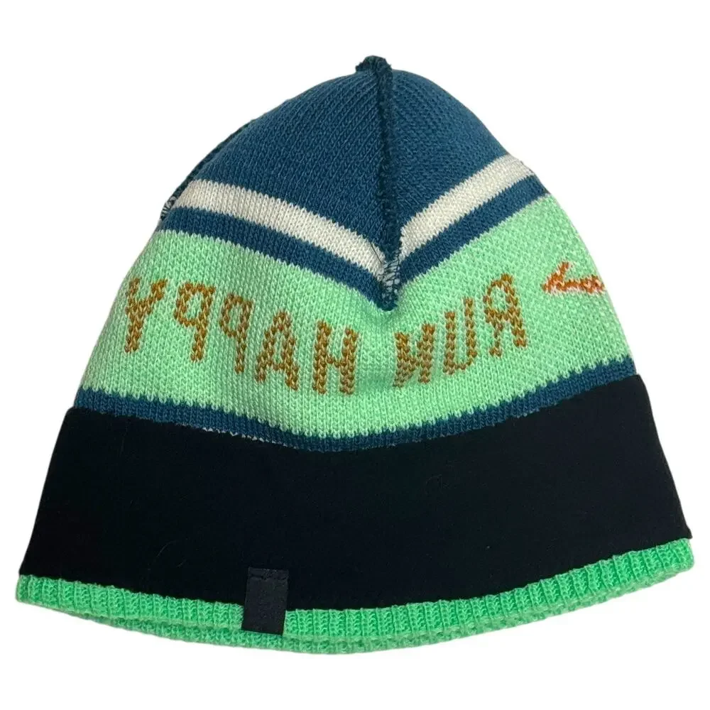 Brooks Run Happy Pom Pom Beanie Blue Green White Orange One Size